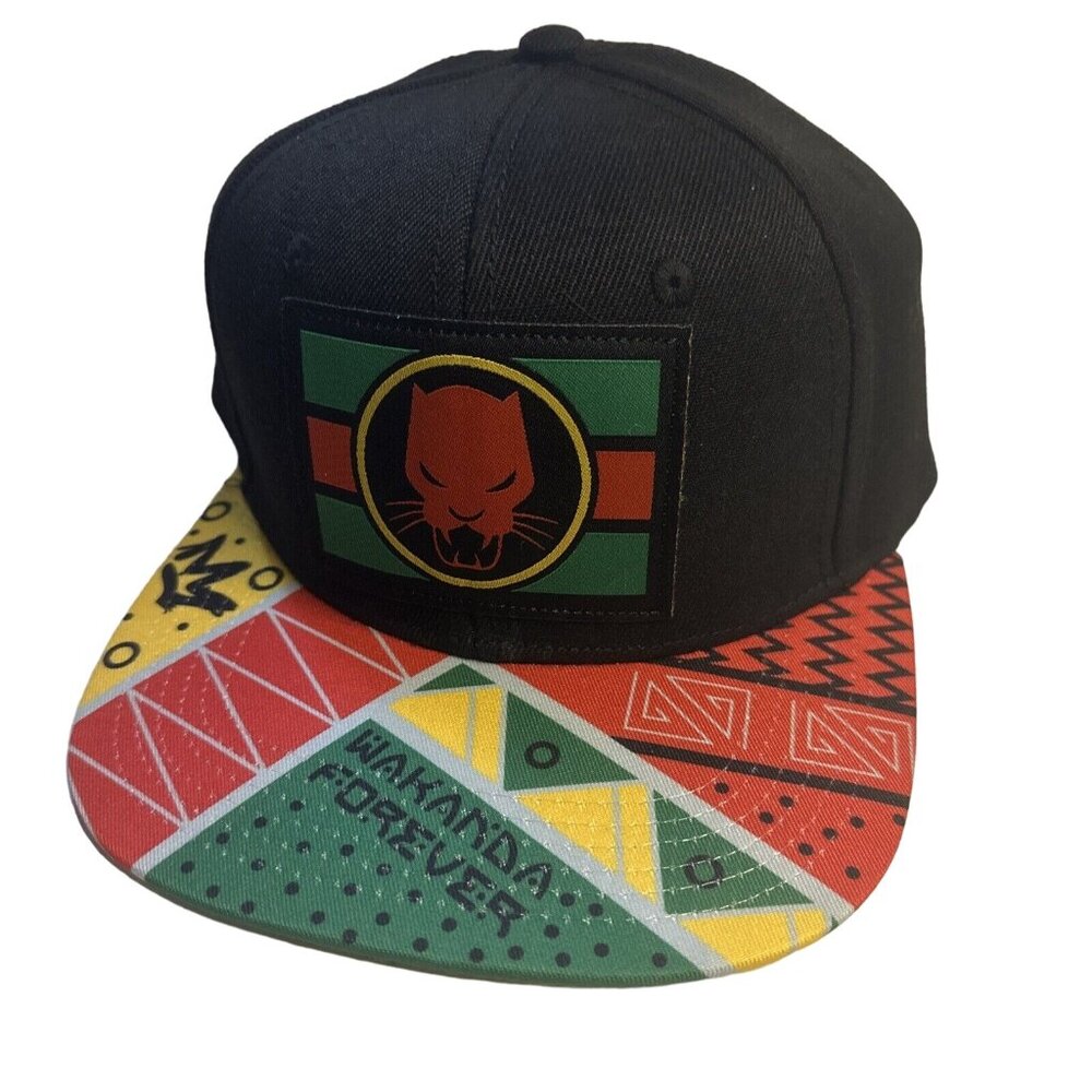 Marvel Snapback‎ Hat OSFM Black Red Green Panther Wakanda Forever NWT